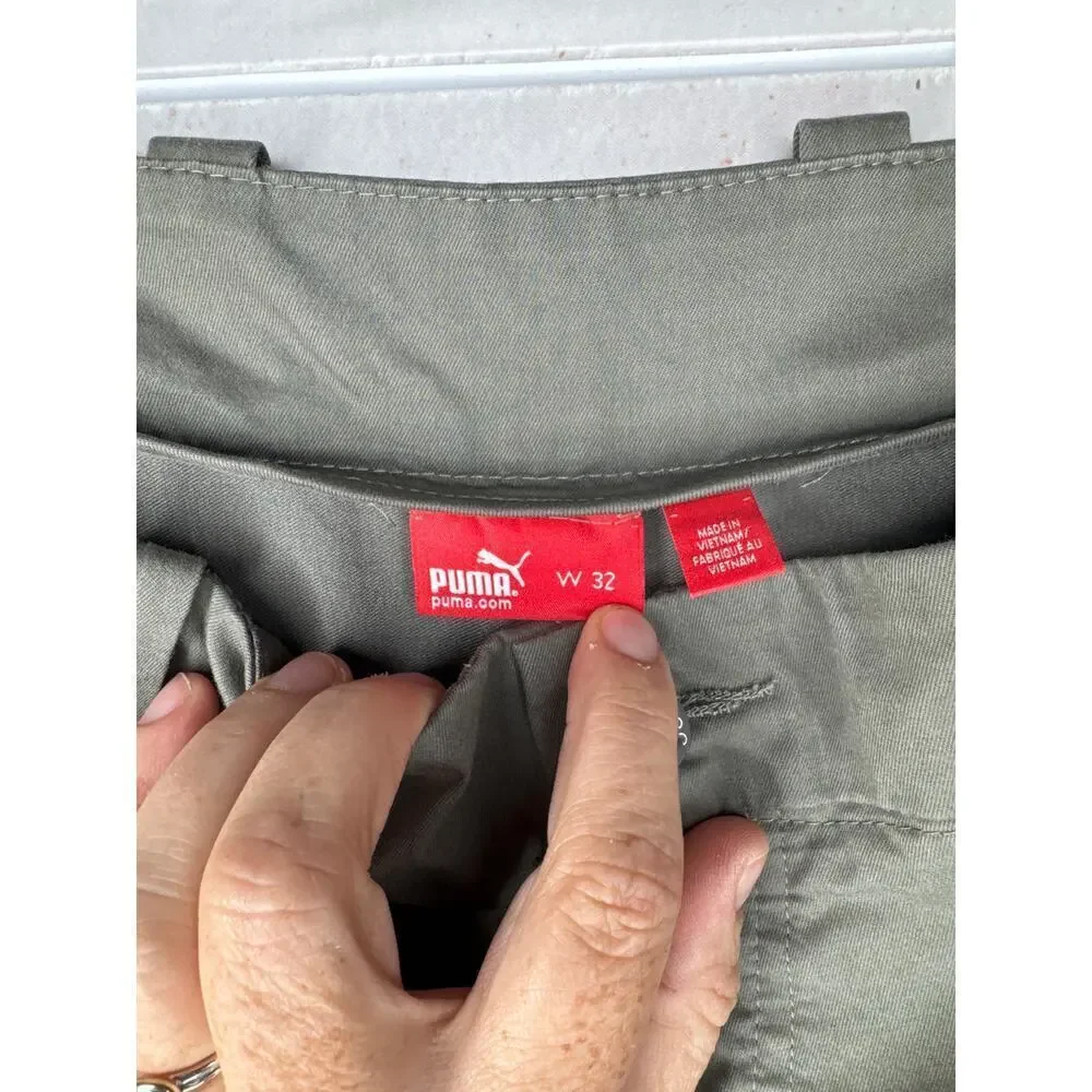 Puma Shorts Men’s 32 Dark Army Green Golf Bermuda Team Khaki Zip Pockets